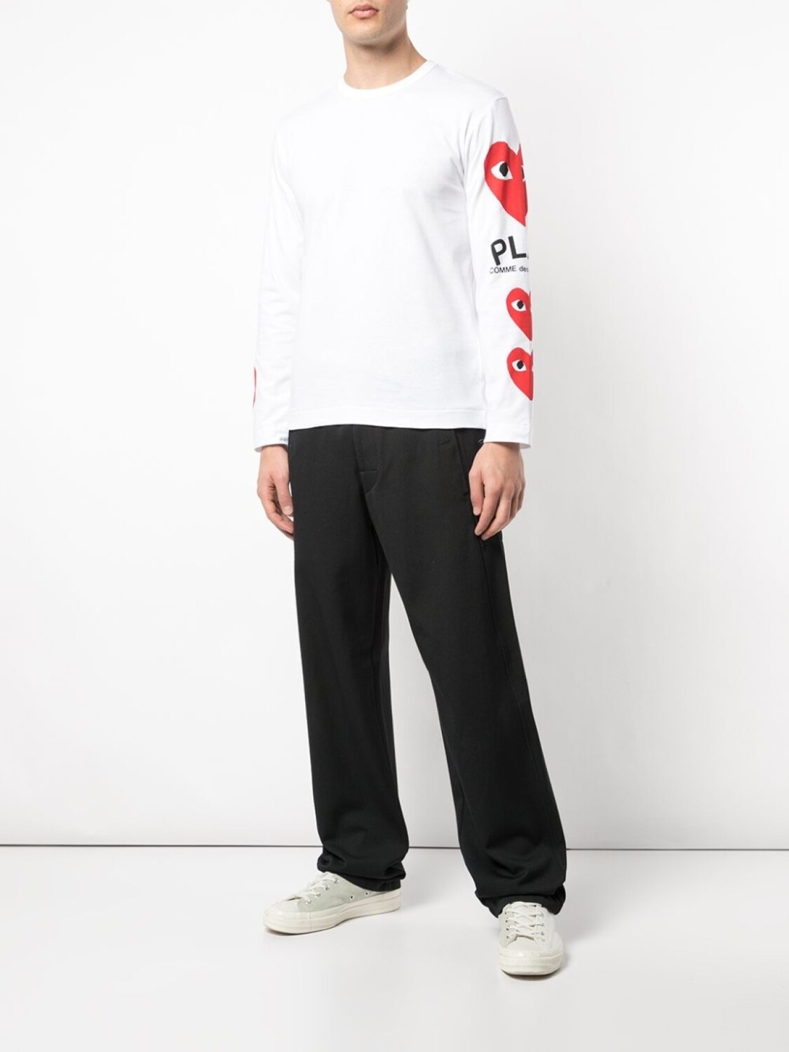 Comme Des Garçons Play футболка с принтом на рукавах, белый — фото 2