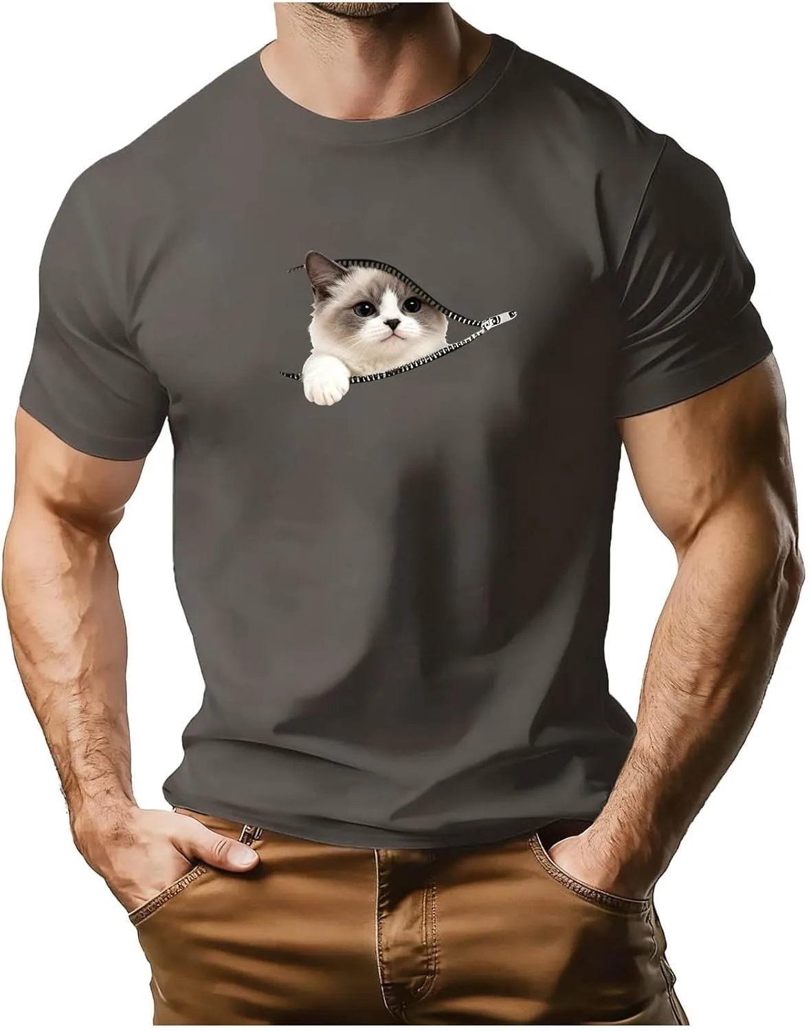 

Мужская футболка Cat Dog с принтом, летняя, короткий рукав