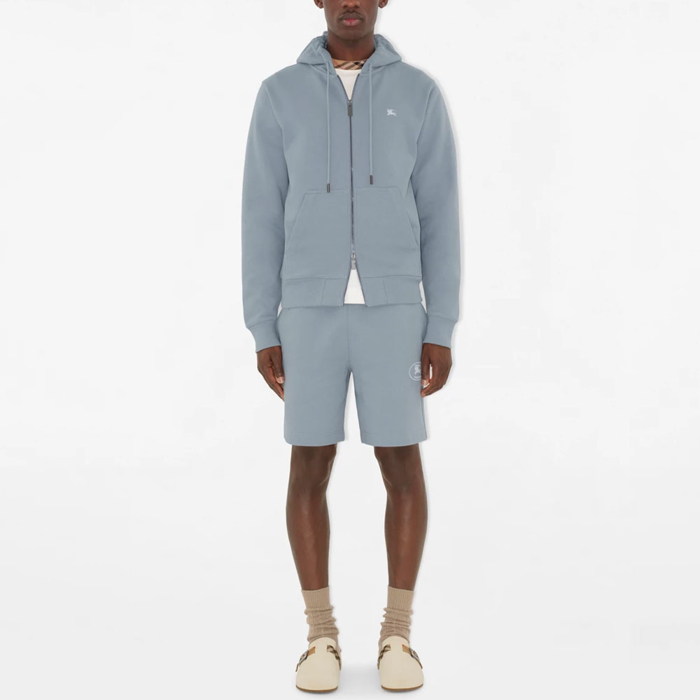 Худи Burberry Knight Stamp Cotton Zip up, светло-голубой — фото 3