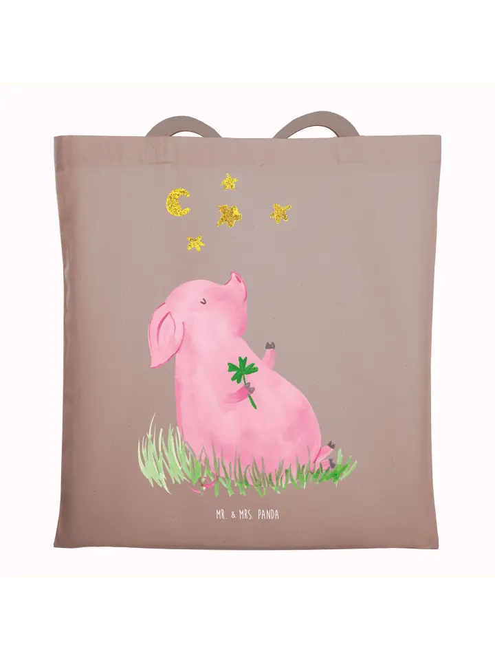 

Сумка для переноски Mr & Mrs Panda Schwein Glück ohne Spruch, пастельно-коричневый