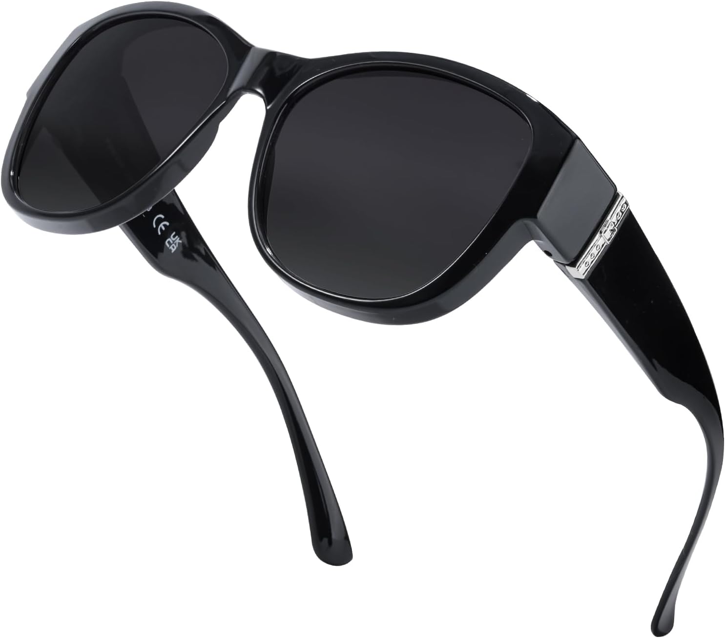 

Солнцезащитные очки Myiaur с поляризованными линзами, надеваемые поверх обычных очков, для женщин, модный дизайн, защита от УФ-излучения UV400, A02 Black Frame/Grey Lens