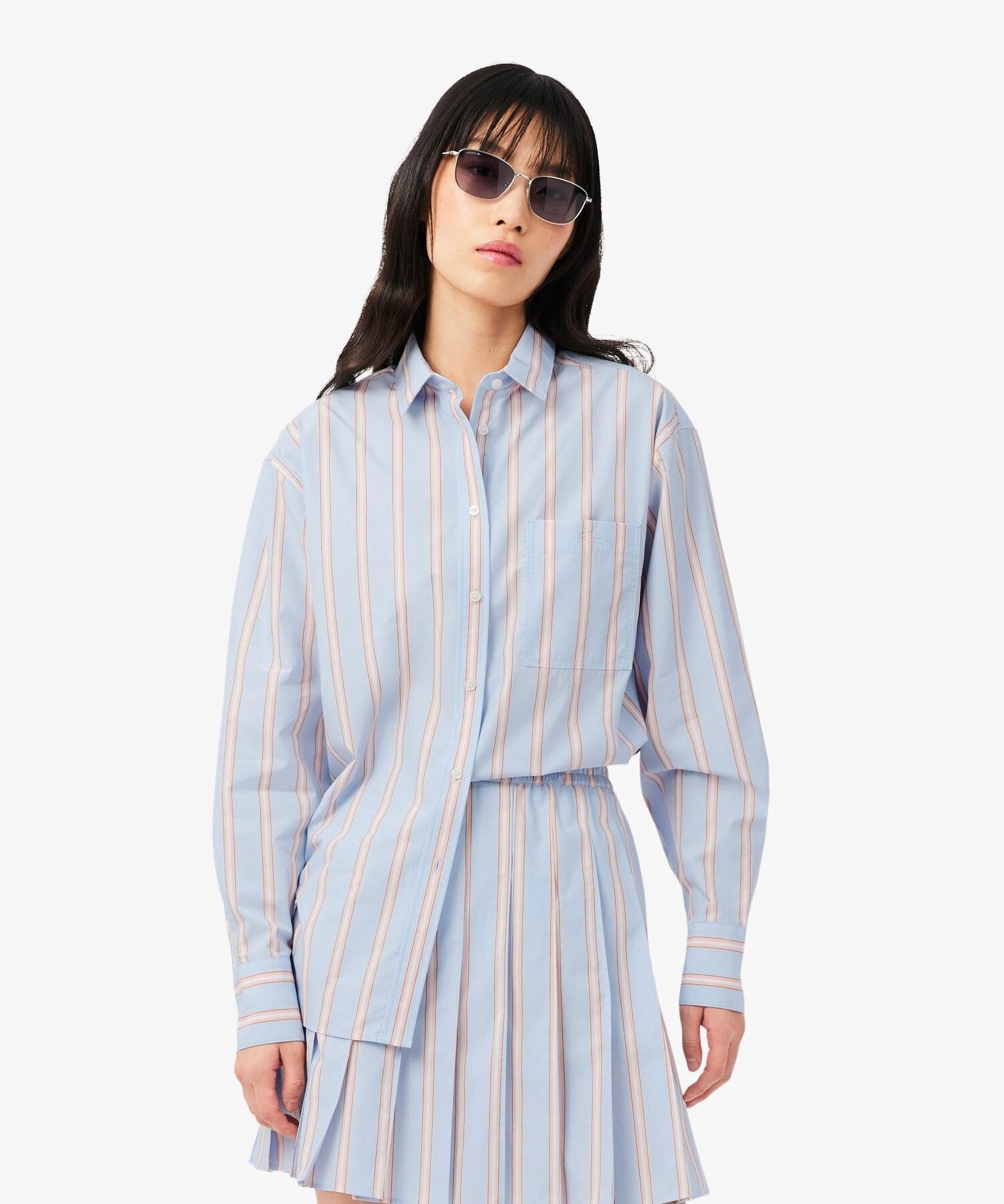 Свободная полосатая рубашка из поплина LACOSTE, Blue