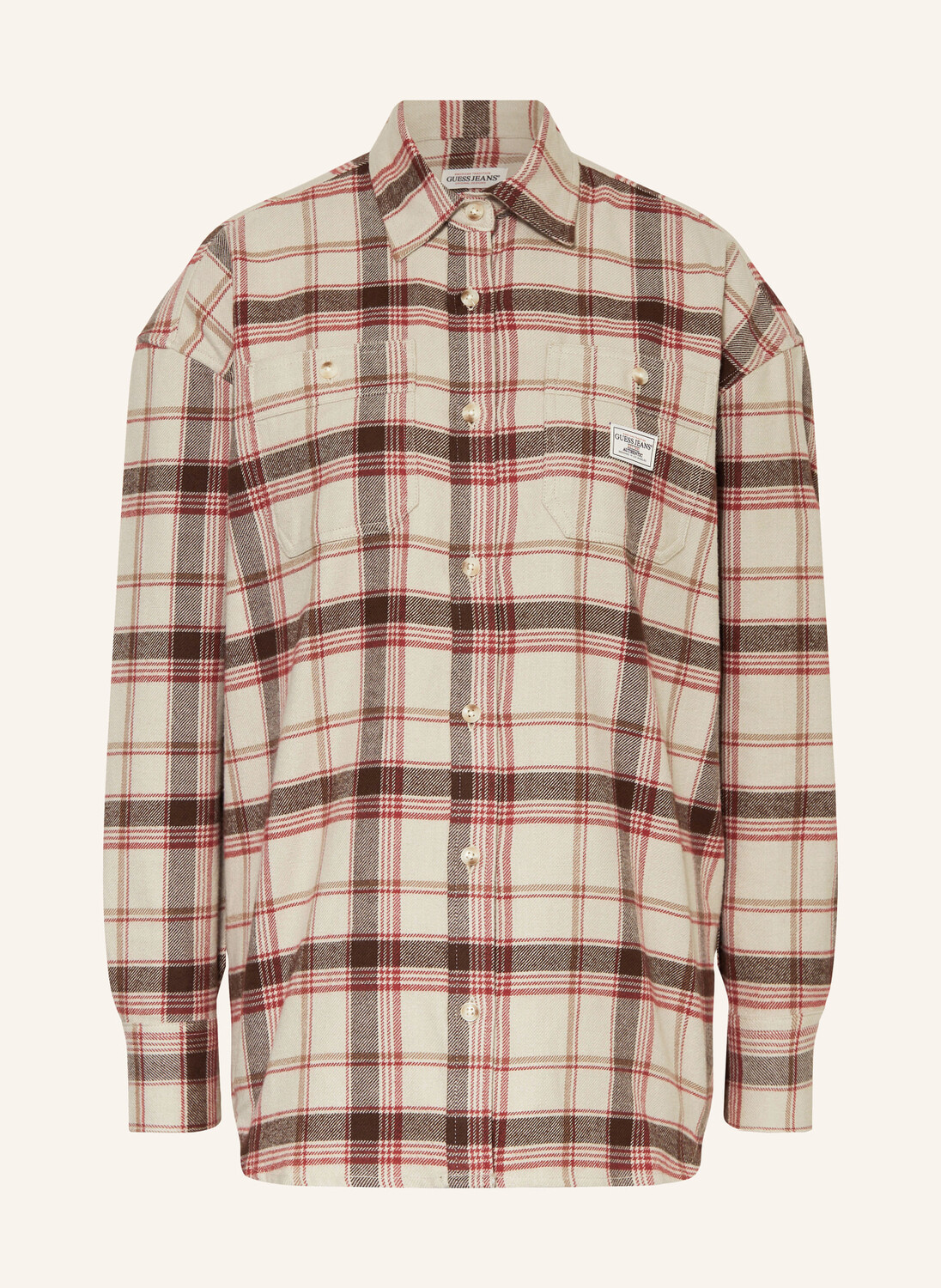 

Рубашка GUESS JEANS, цвет CREME/DUNKELROT/BRAUN