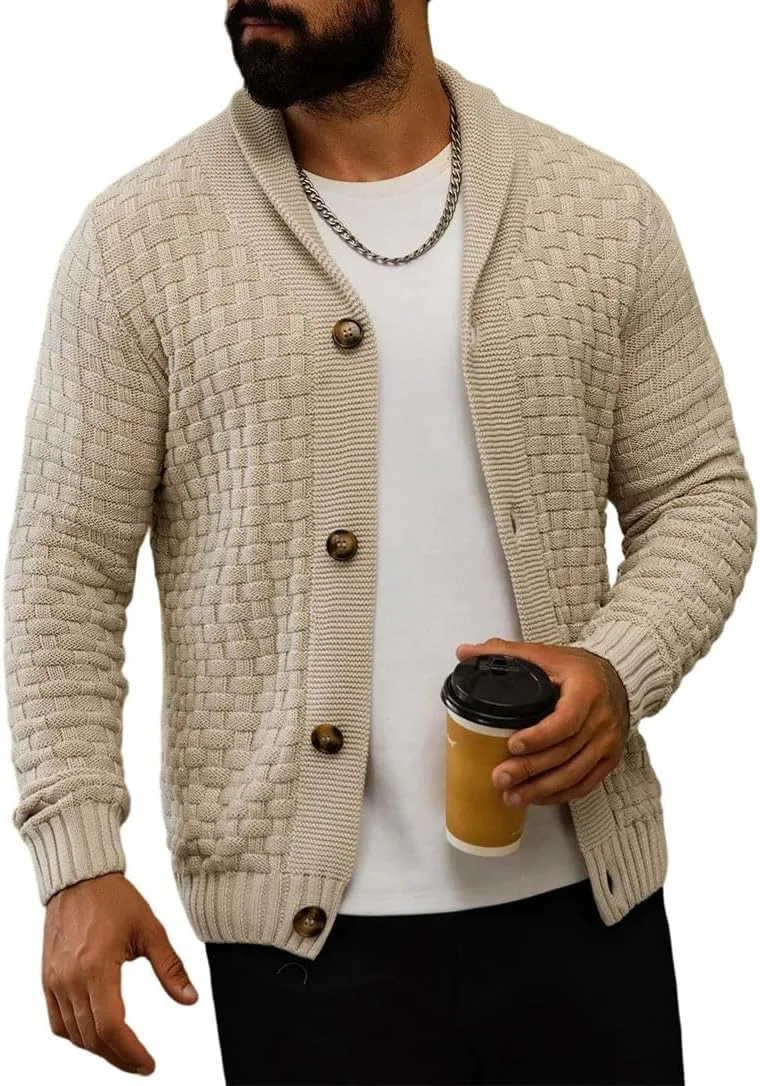 

Мужской кардиган на осень-зиму, теплый вязаный с V-образным вырезом