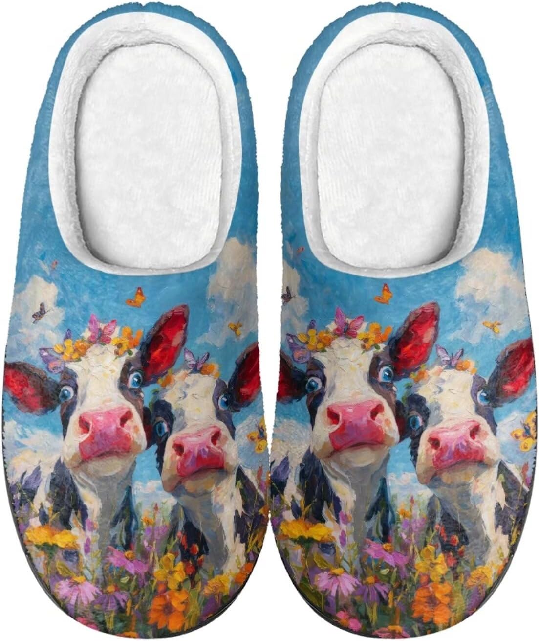 

Домашние тапочки с принтом для женщин и мужчин, нескользящие, пушистые, удобные для дома и улицы Baxinh, голубой