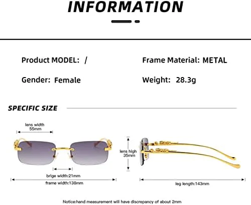 

Винтажные солнцезащитные очки без оправы 2027 года для женщин и мужчин, для путешествий и вождения, с металлическим рисунком в виде головы леопарда MTZJH, Purple