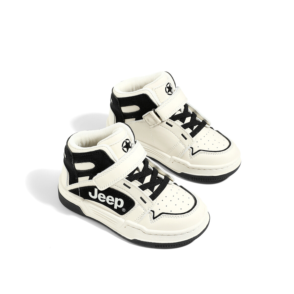 Кроссовки Jeep Kids Skateboarding Shoes Kids High-top White, слоновая кость/черный — фото 3