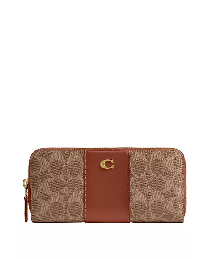 

Essential Signature Canvas Slim Accordion Zip Wallet – Элегантный компактный кошелек-книжка на молнии Essential Signature из ткани canvas COACH, мультиколор