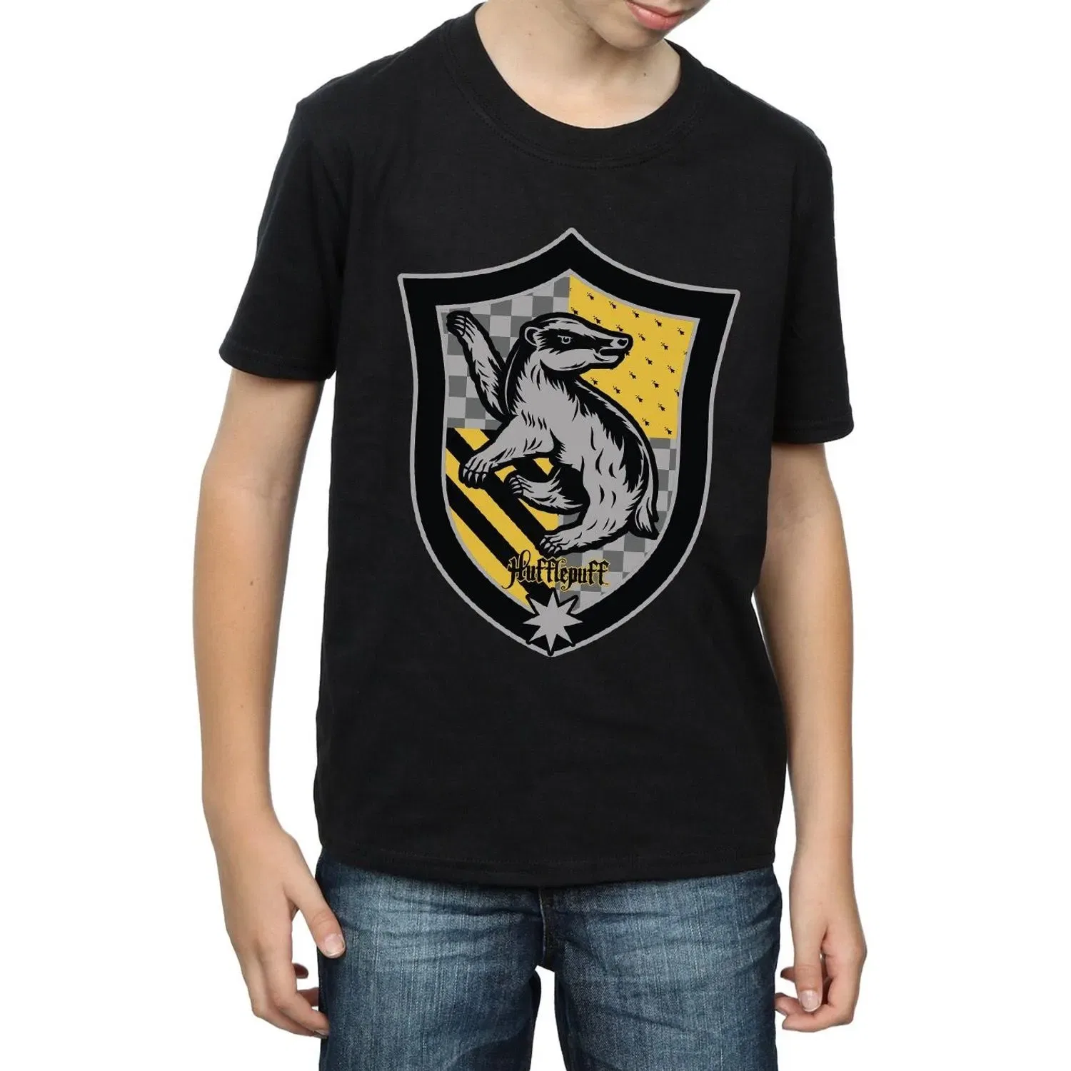 Футболка с принтом Hufflepuff Harry Potter, черный — фото 3