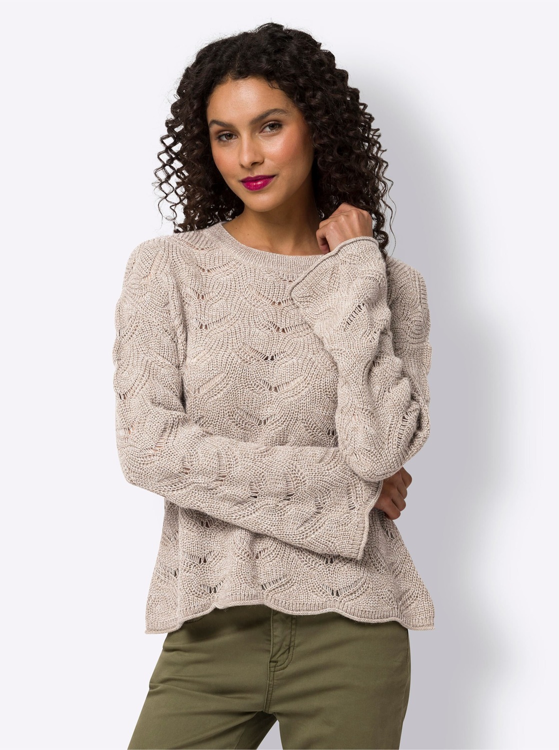 

Heine Свитер 'Ajour' в бежевом цвете