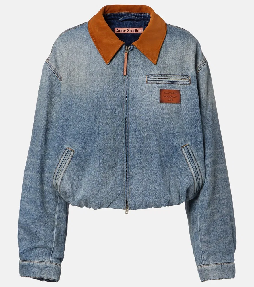 Джинсовая блузонная куртка из окры с замшевой отделкой Acne Studios, синий