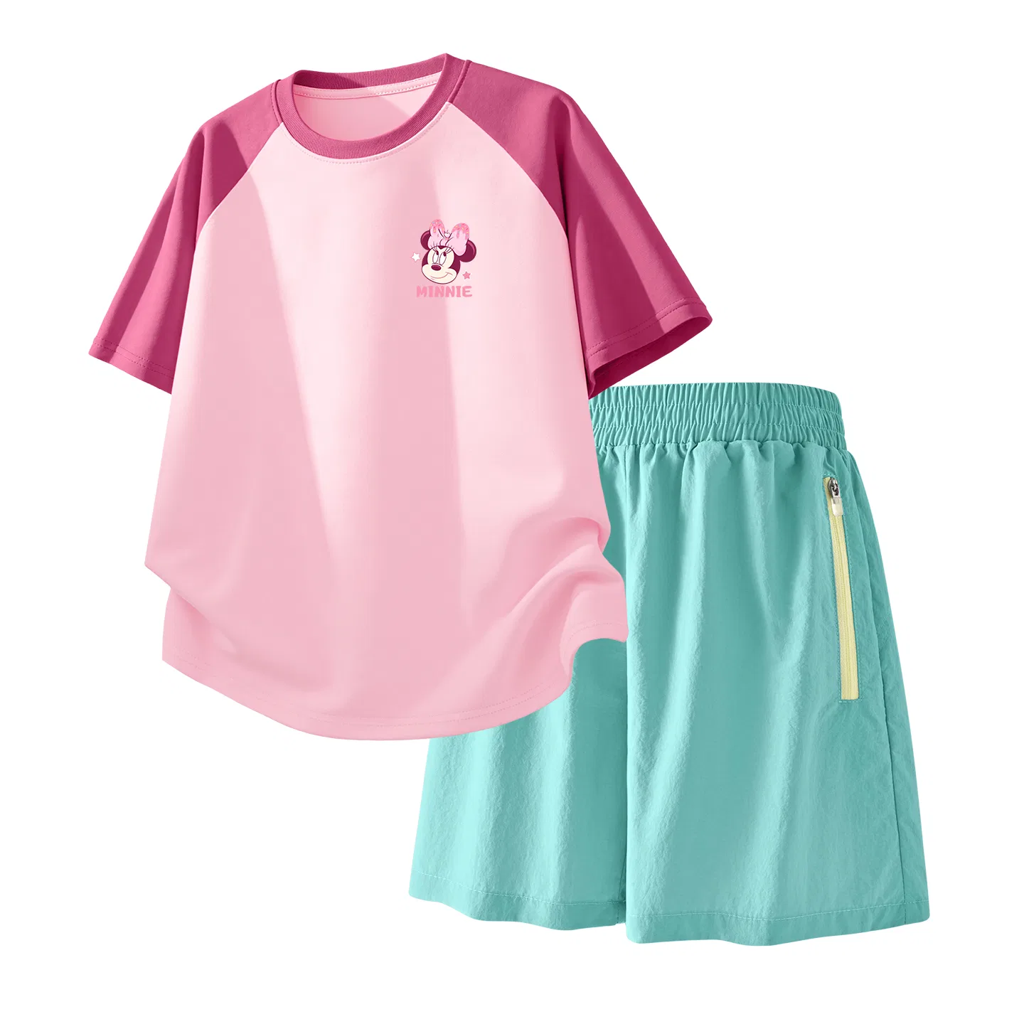 Детский спортивный костюм Casual Sportswear 2 Piece Set Disney, Di Sweet Gown K Green Pink+Solid Color Mint Green — фото 3