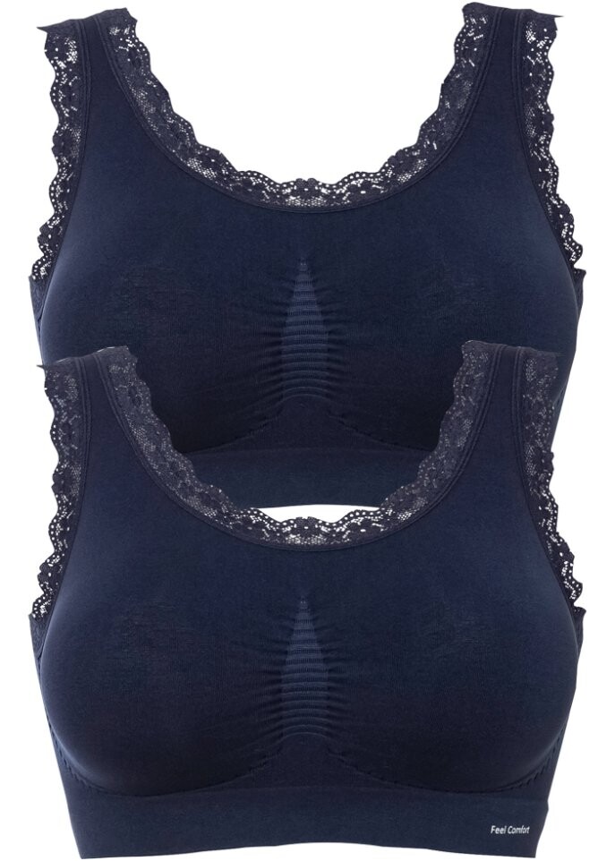 

Бесшовное бюстье feel comfort (2 шт) Bpc Bonprix Collection, синий