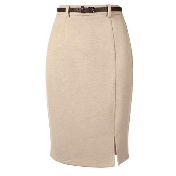 

Юбка-карандаш для женщин, длина до колена, высокая талия, элегантная офисная юбка миди с поясом Inspire Chic