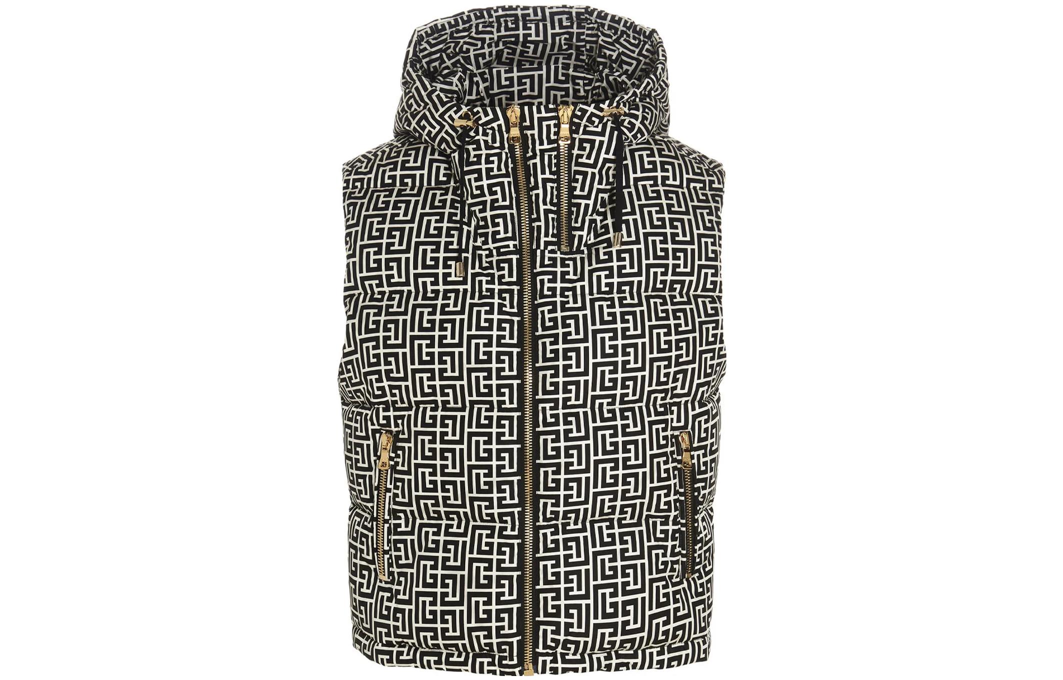 

Безрукавка с монограммой на стеганой жилетке BALMAIN, черный