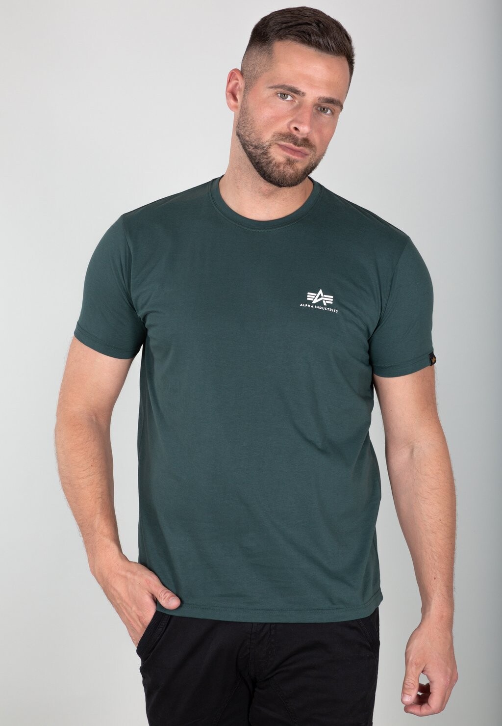 

Футболка базовая SMALL LOGO Alpha Industries, цвет navy green
