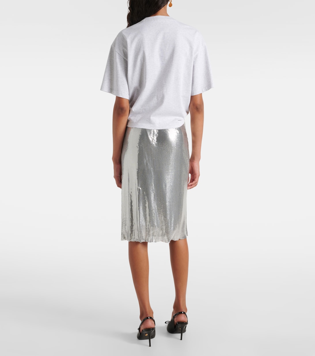 Укороченный хлопковый топ с логотипом Re-Edition 1978 года Versace, Light Grey Melange White — фото 3
