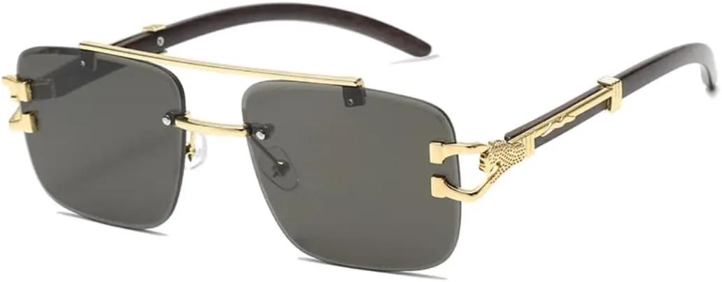 

Солнцезащитные очки без оправы, прямоугольной формы, модные, в металлической оправе, для женщин и мужчин, с большим градиентом, для путешествий VVTWSSW, Black