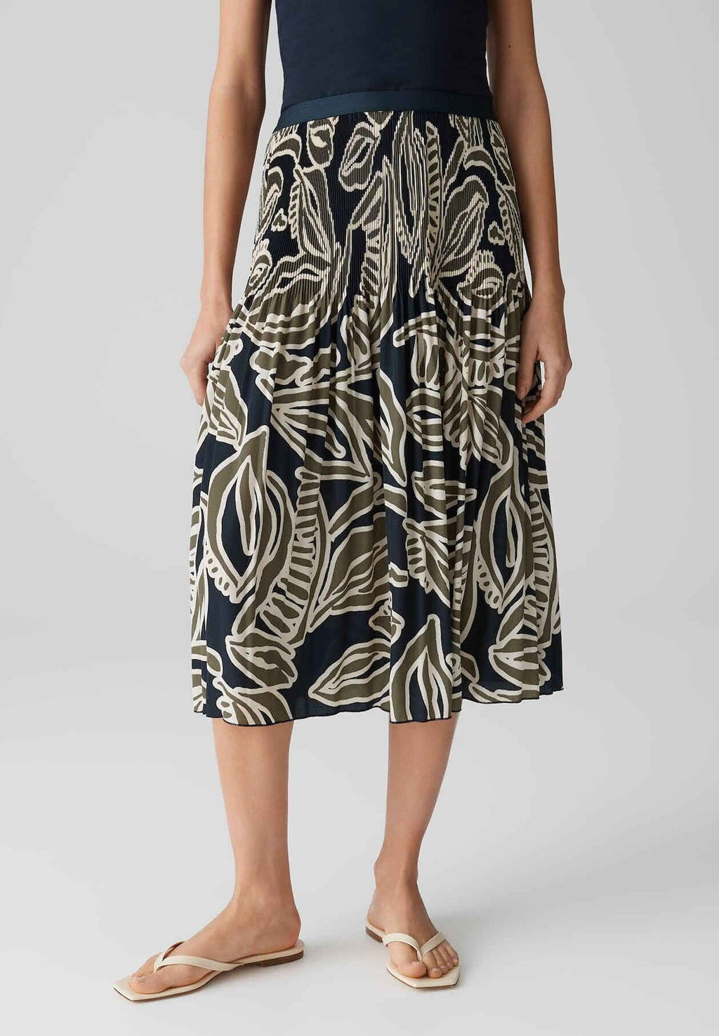 

Юбка А-силуэта RELAXED MIDI FIT A-LINIE PLISSEE - Pleated skirt OPUS, оливковый