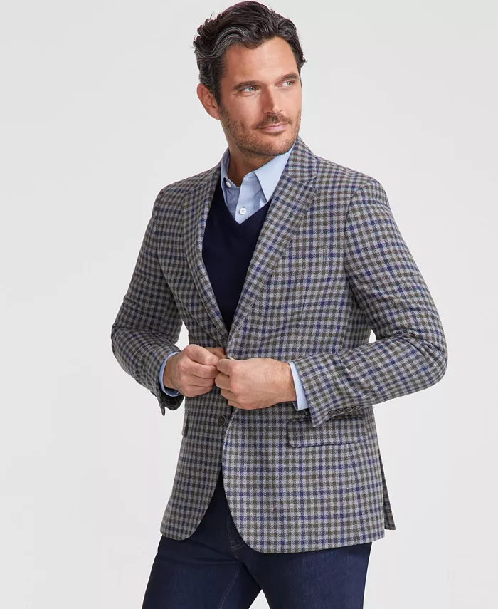 

Мужской спортивный пиджак Modern-Fit в серую клетку из твида Nautica, черный