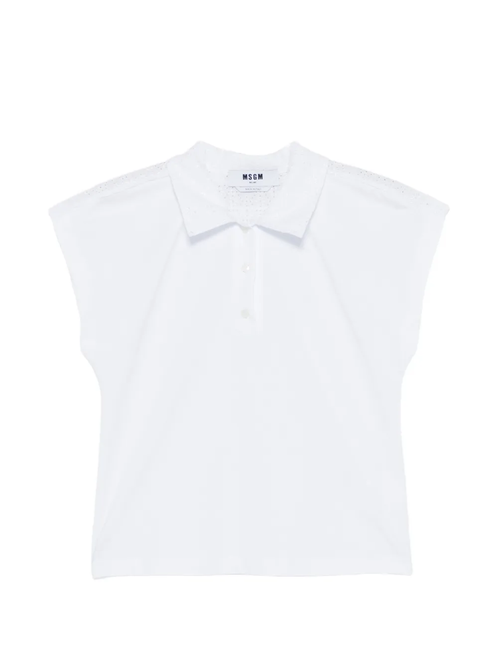 

Поло с короткими рукавами и ажурной вязкой Msgm, белый