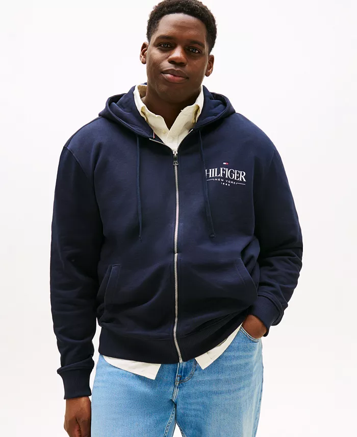 

Мужская толстовка с молнией и логотипом Big & Tall Tommy Hilfiger, синий