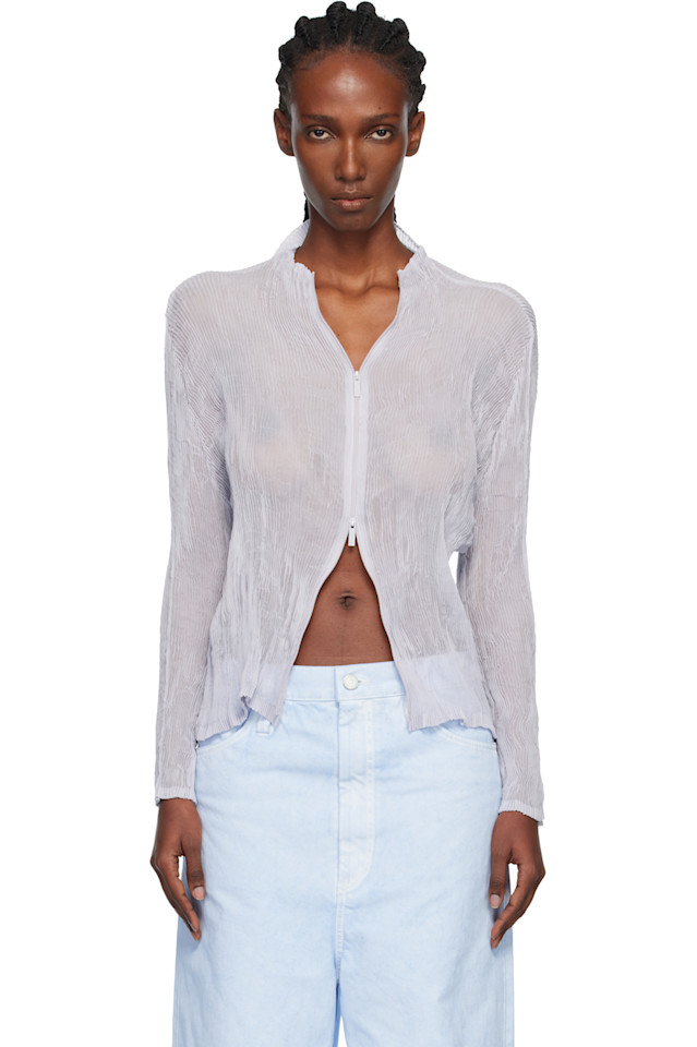 

Issey Miyake Фиолетовый шифоновый кардиган с перекрученными нитями