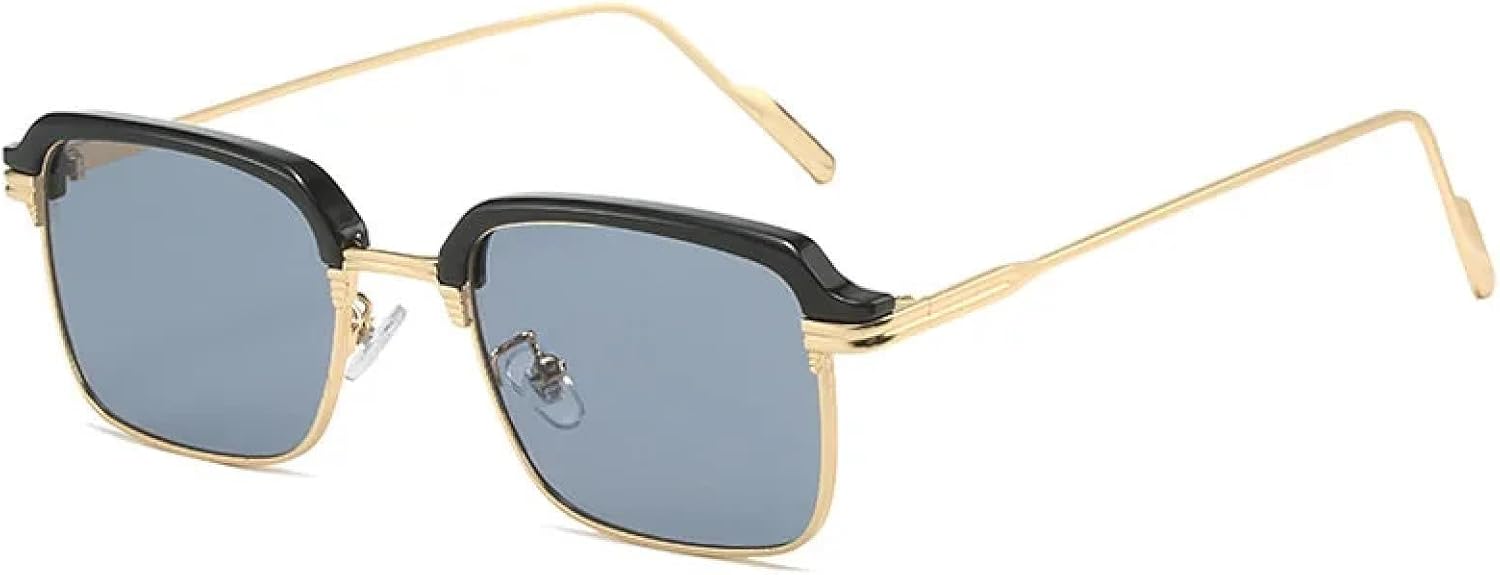 

Качественные прямоугольные солнцезащитные очки в металлической оправе, винтажные солнцезащитные очки для мужчин и женщин, очки с защитой от УФ-излучения UV400 TKKTLLT, Gold Gray