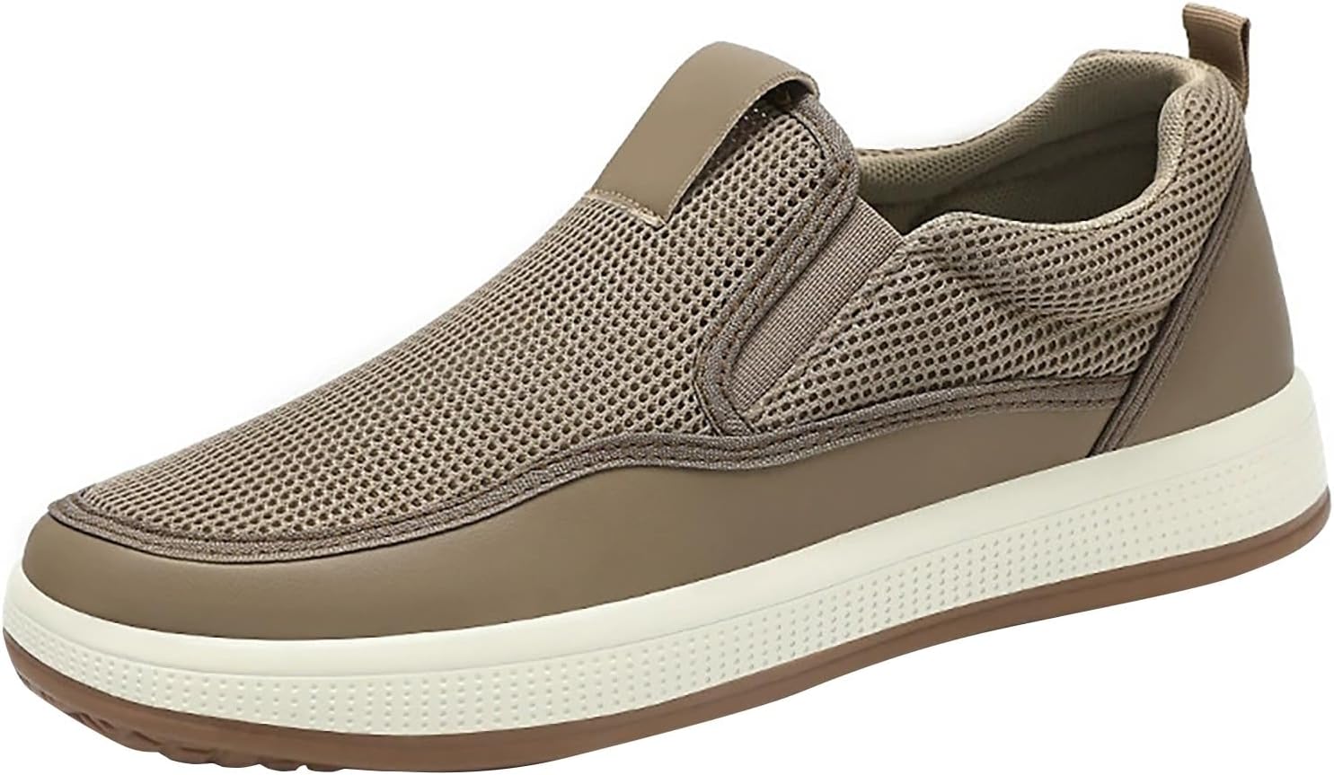 

Мужские слипоны кроссовки дышащие трикотажные повседневные ходовые легкие комфортные модные лоферы широкие с резиновой подошвой для бега Generic, хаки