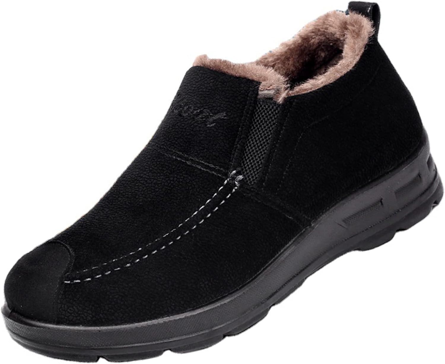 

Мужские зимние ботинки для снега с утеплителем, на меховой подкладке, хлопковые, на платформе, слипоны для повседневной ходьбы, противоскользящие лоферы, тканевые ботинки на щиколотку Angrymonkey, черный