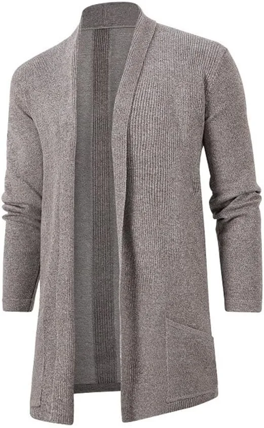 

Мужской длинный кардиган с шальным воротником и длинными рукавами Wekumgy