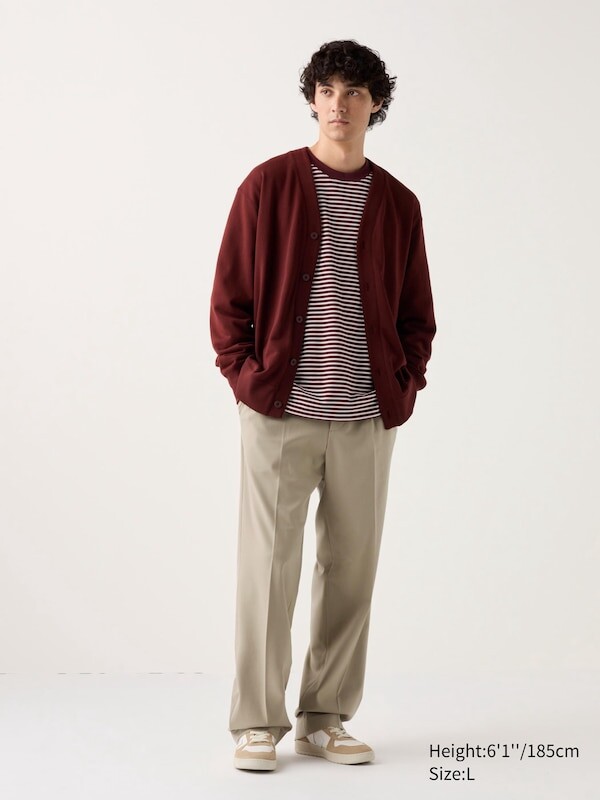 

Широкие брюки в складку длинные Uniqlo, бежевый