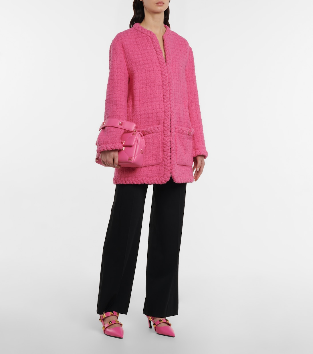Пиджак из смесовой шерсти и твида Valentino, Eclectic Pink — фото 2