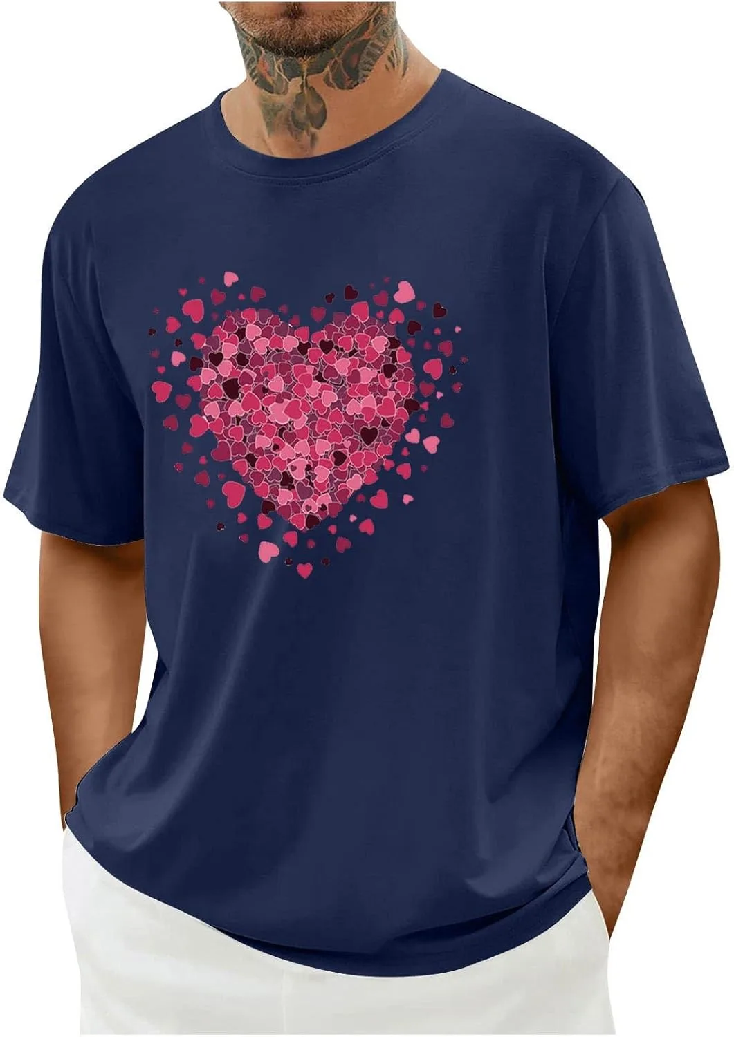 

Мужская футболка с принтом на день святого валентина, короткий рукав, свободный крой