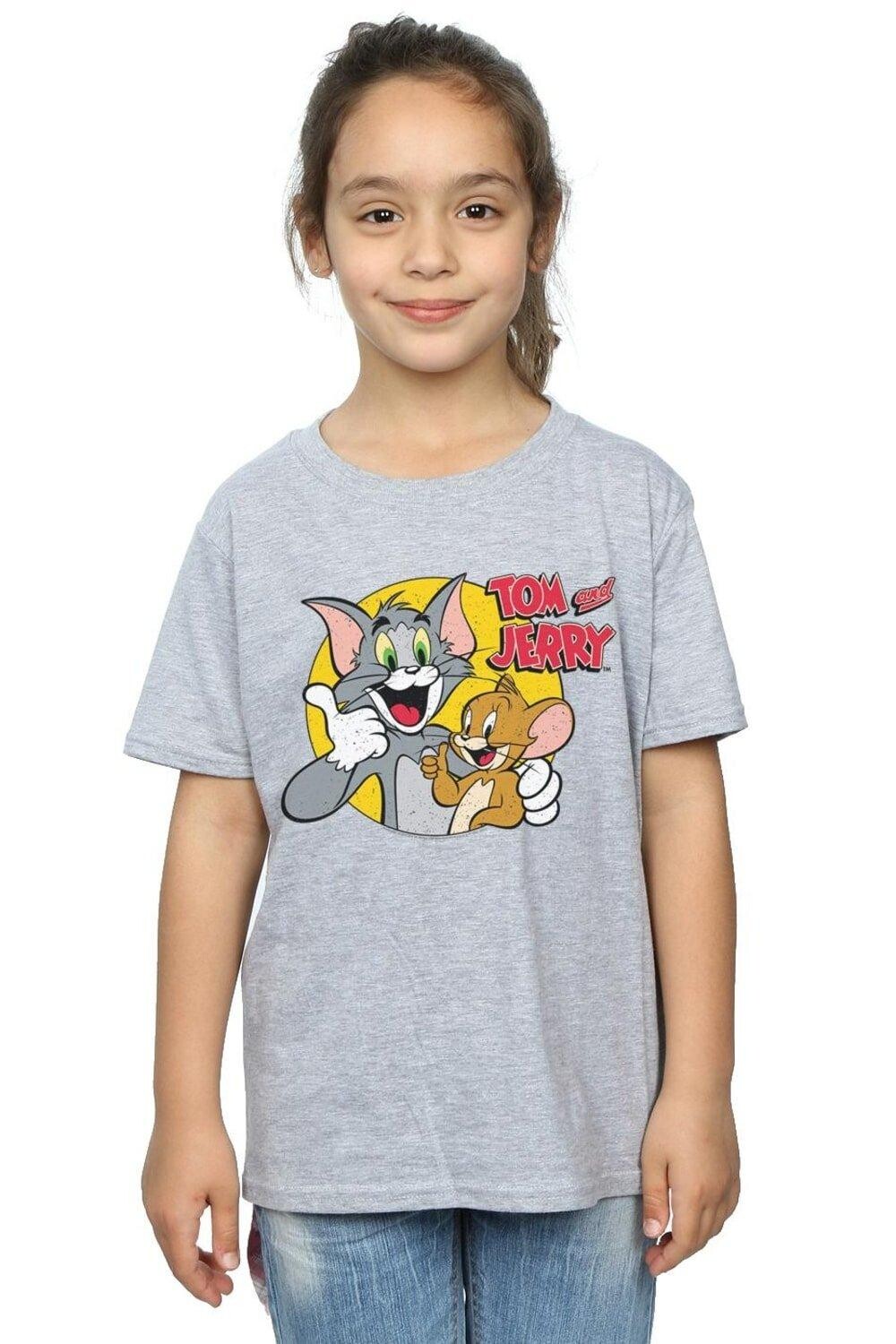 

Хлопковая футболка «Палец вверх» Tom & Jerry, серый
