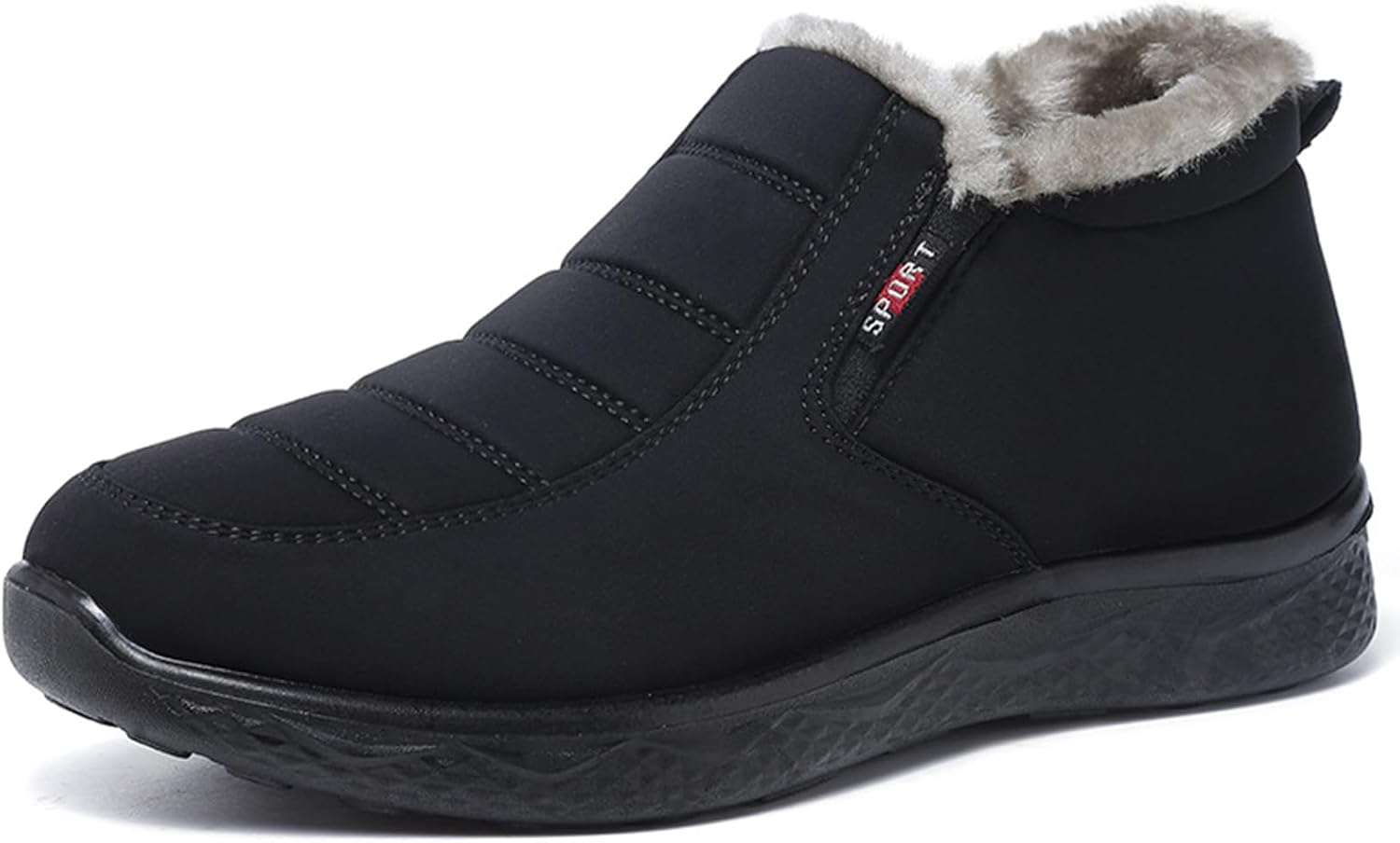 

Мужские теплые хлопковые ботинки на молнии DHAEY, снежные ботинки до щиколотки, зимние плюшевые ботинки на легкой подошве, повседневная обувь, черный