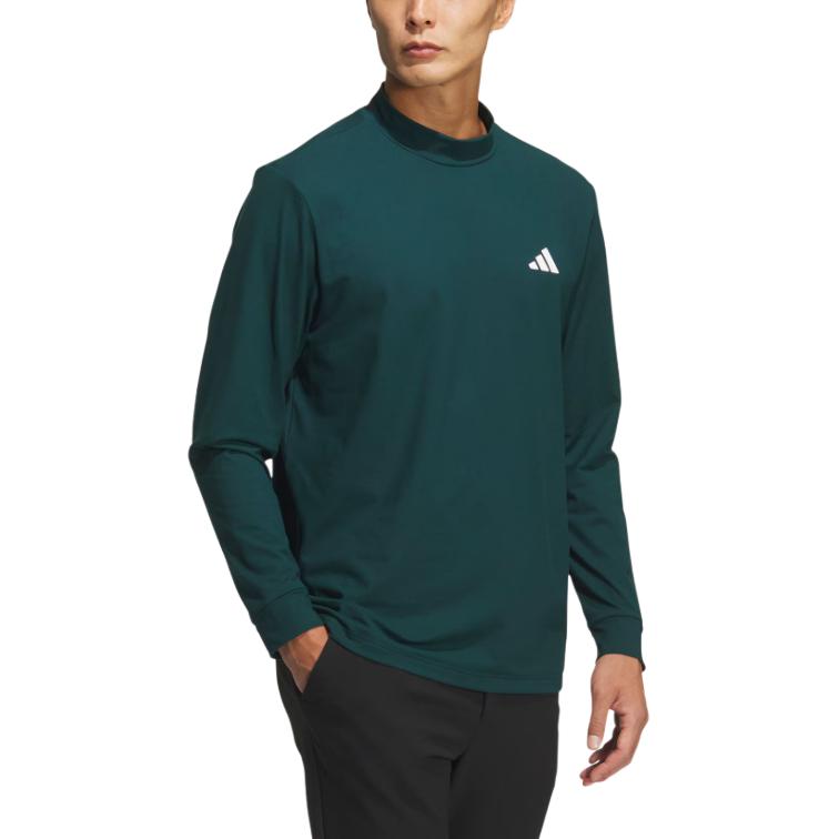 Футболка-поло с высоким воротником мужская Adidas, зеленый — фото 4