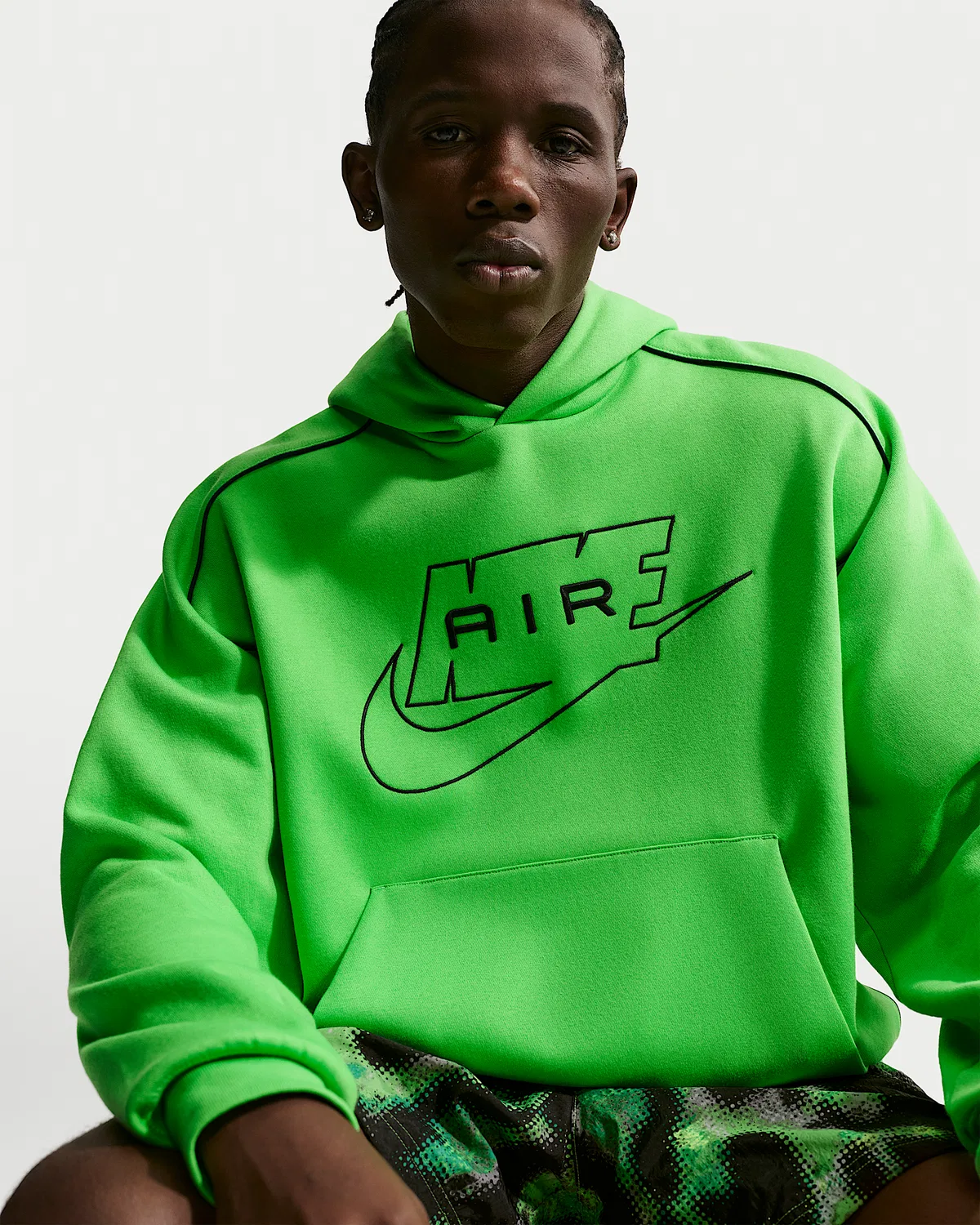 Мужская флисовая худи-пуловер Nike Air, Mean Green/Black — фото 3