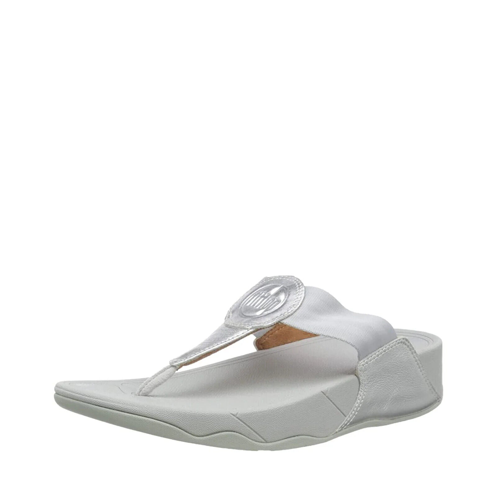 FitFlop Walkstar DX4-011 женские сандалии на танкетке с перемычкой между пальцами, серебристые, без застежки, для комфортной ходьбы — фото 3