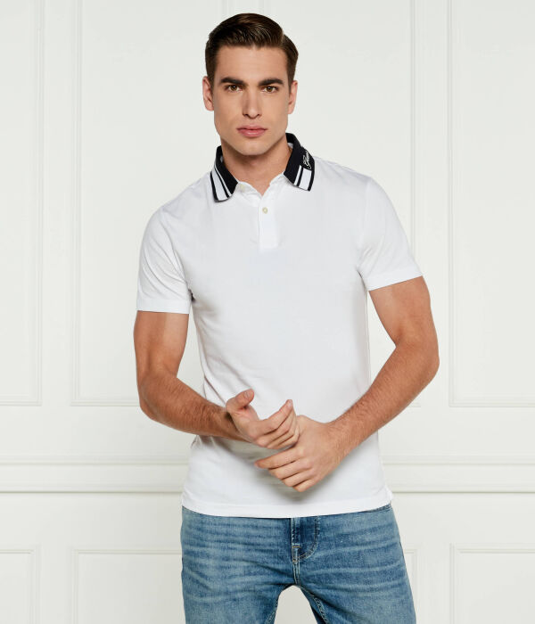 

Поло мужское Guess Jeans с контрастным воротником, белый