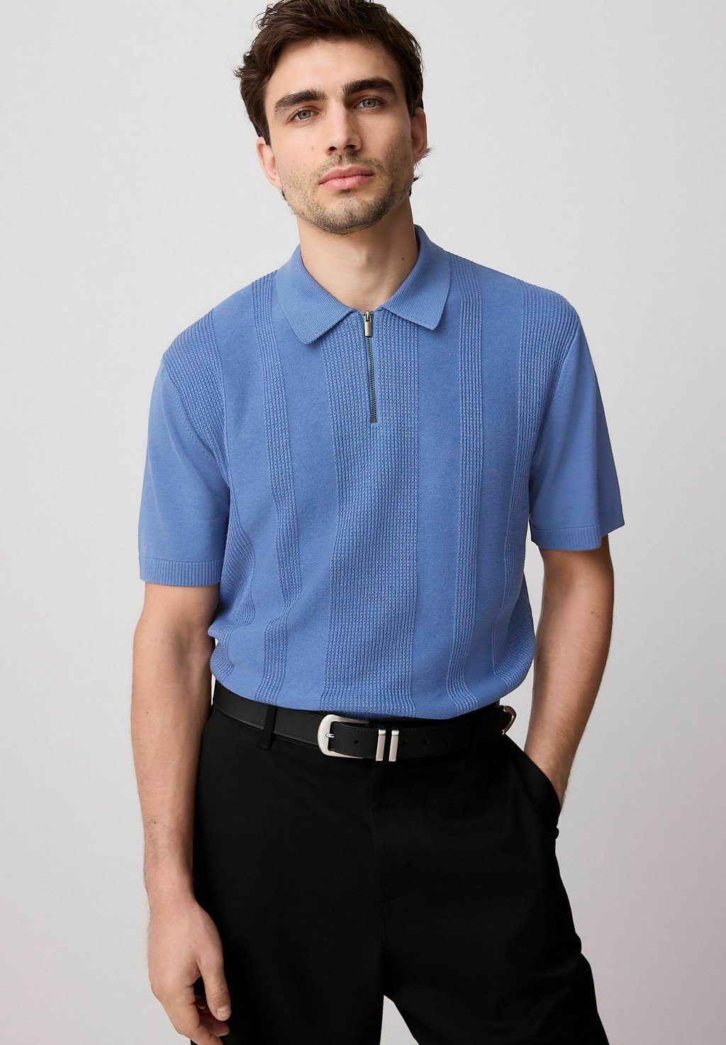 

Рубашка поло REGULAR FIT TEXTURED QUARTER ZIP Next, синий