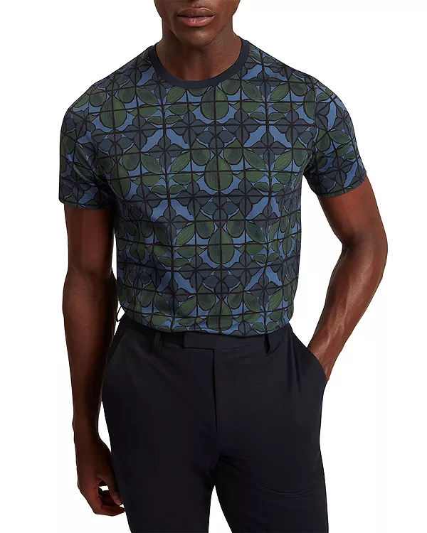 

Хлопковая футболка Jaakub с цветочным геометрическим принтом Ted Baker, мультиколор