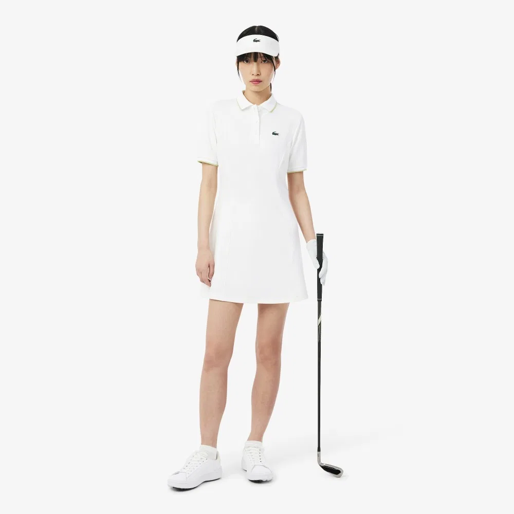 Женское платье-поло для гольфа белое от Lacoste — фото 4