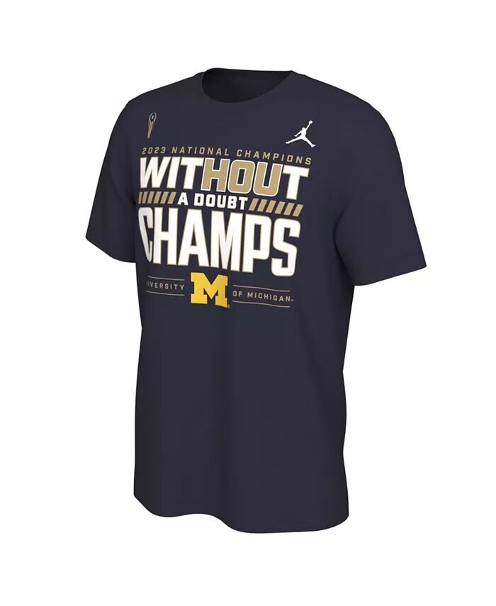 

Мужская темно-синяя футболка Michigan Wolverines College Football Playoff 2023 National Champions в раздевалке Jordan, синий
