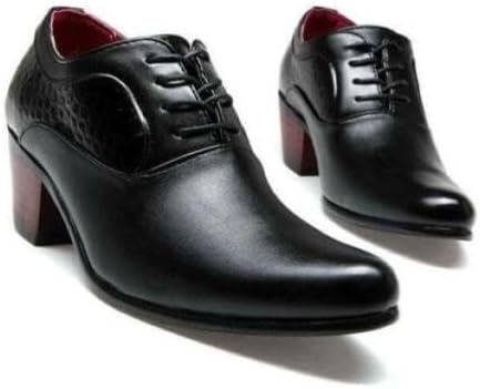 

Мужские классические туфли оксфорды с высоким каблуком «кубано», с шнуровкой и заостренным носком для официальных мероприятий Waolsu, черный