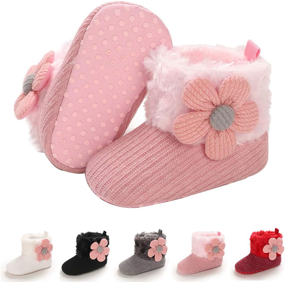 

Ботинки для новорожденных мальчиков и девочек E-FAK, зимние снежные с бантиком, с мягкой подошвой, противоскользящие, теплые, для малышей и начинающих ходить, E/Pink