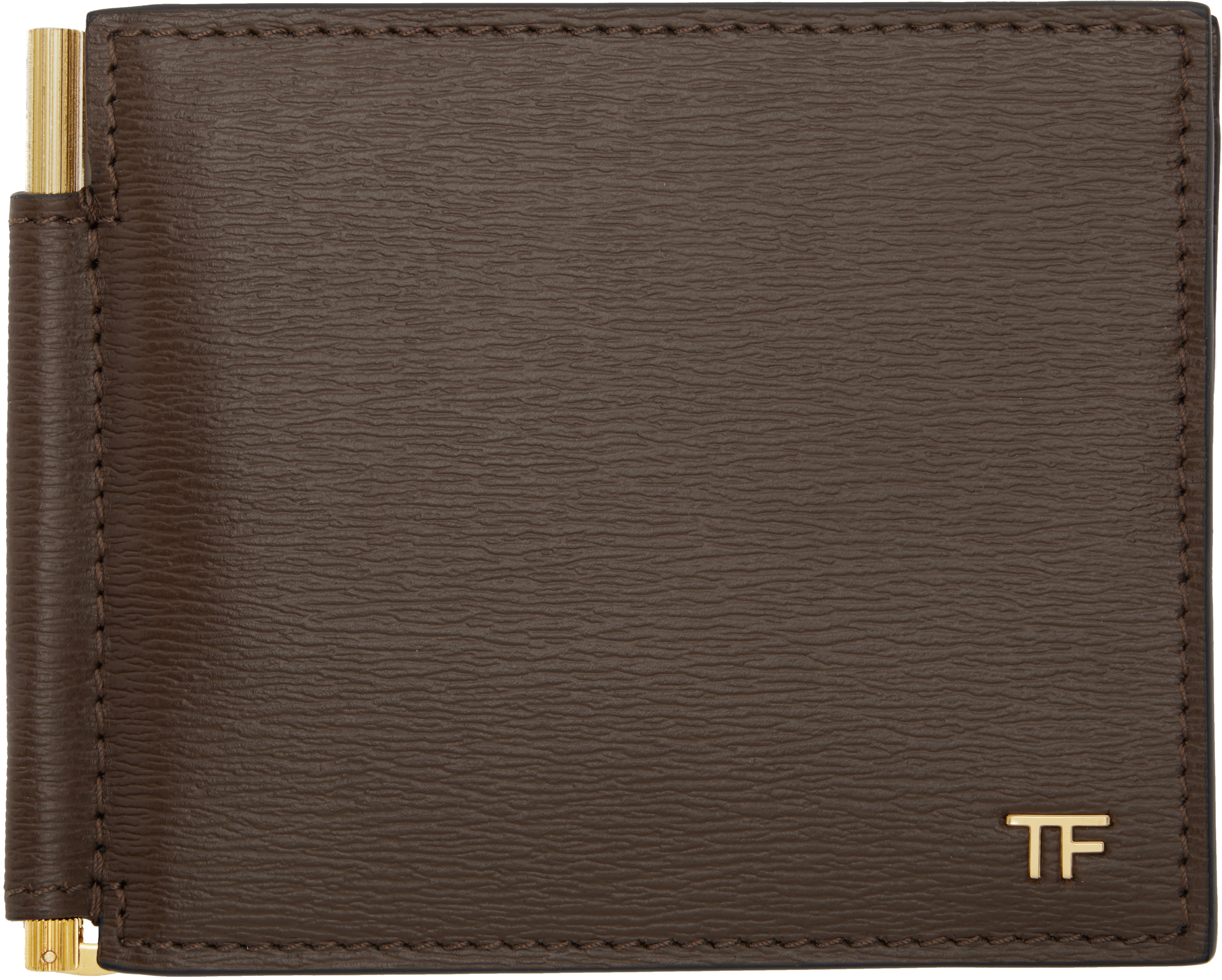 

Коричневый Т-образный кошелек с зажимом для денег TOM FORD