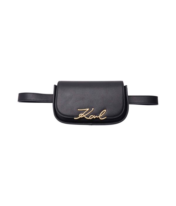 

Кожаная поясная сумка k/signature Karl Lagerfeld, черный