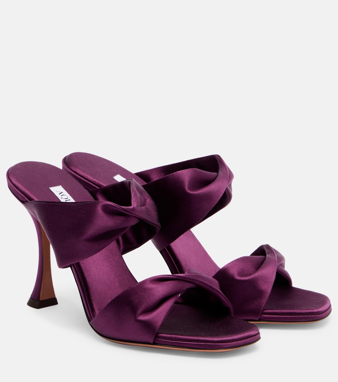 Атласные мюли Twist 95 Aquazzura, Aubergine