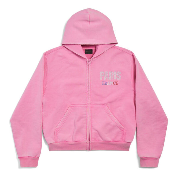 

Куртка paris strass full zip hoodie small fit 'faded pink' Balenciaga, розовый